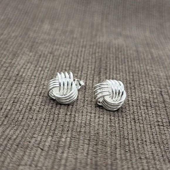 Sterling Silver Love Knot Ear Stud - Picture 4 of 5
